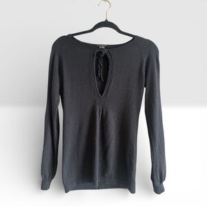 Theory Cashmere Split Sleeve Top with Neckties